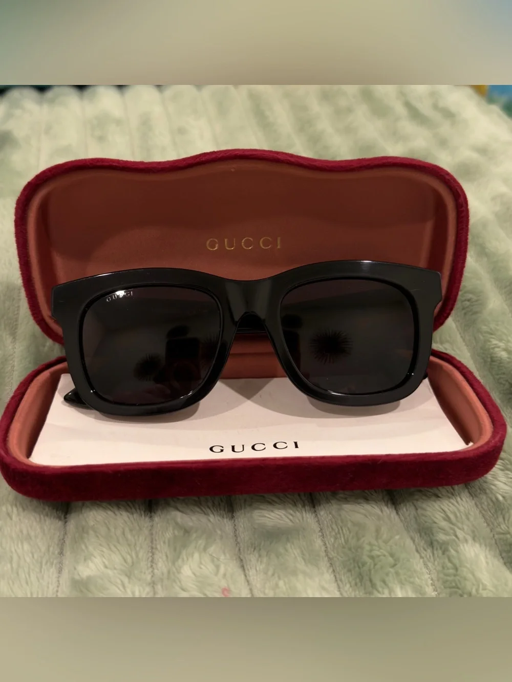 Gucci Black Square Oversized Sunglasses with Dark Lenses GG0326S 001 EUC